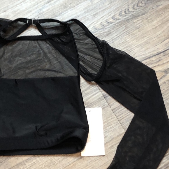 Double Platinum BLACK Mesh Crop Top- SZ XS - Picture 3 of 9